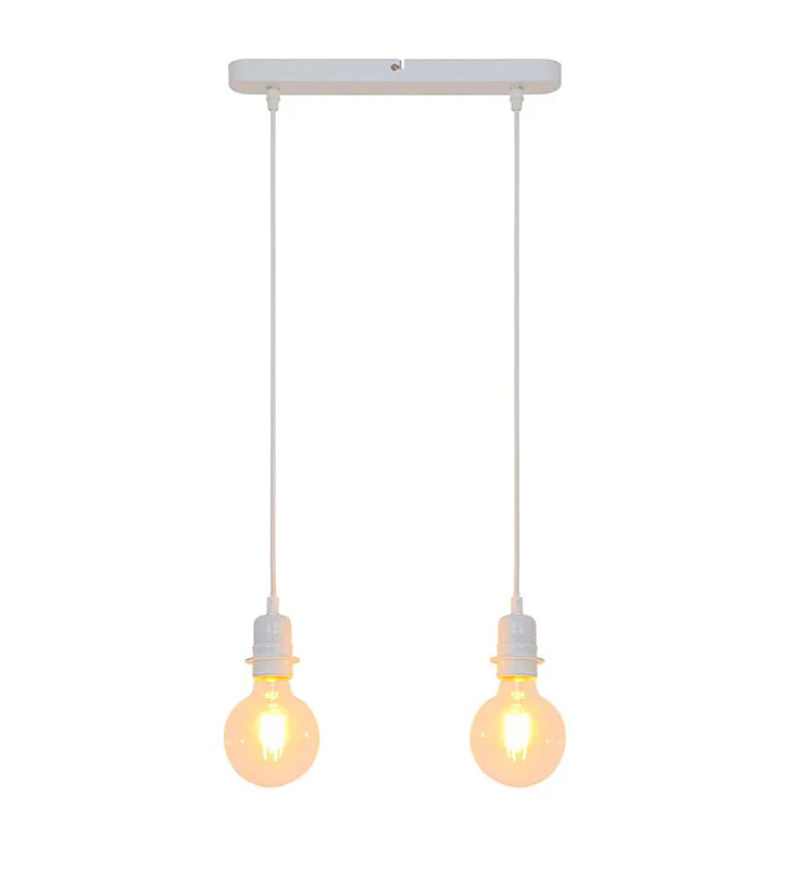 2 lampes suspension design en métal blanc E27 compatible LED – Réf. WQZGBKRXP3087807011