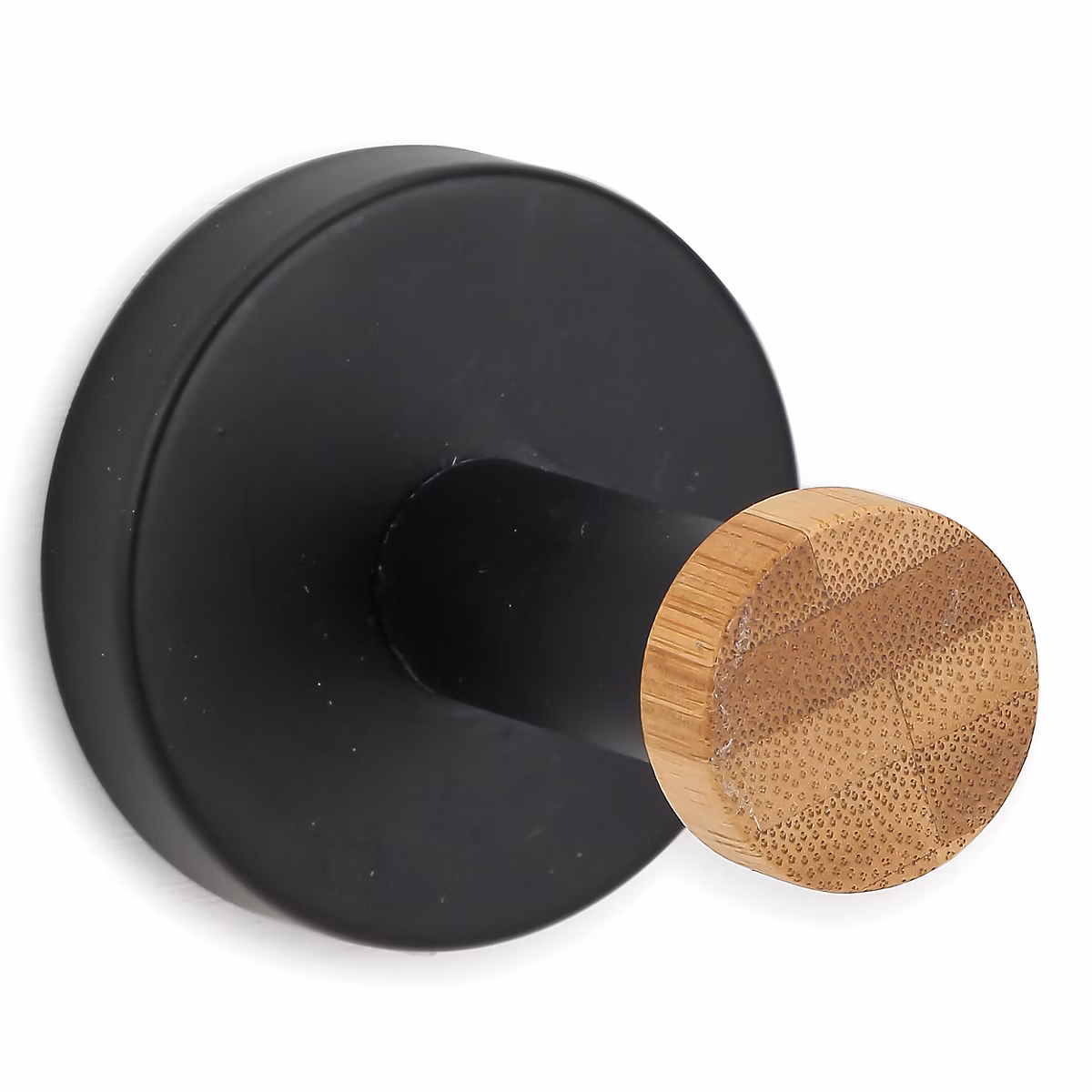 Accessoires de salle de bains – Crochet Noir Mat acier et bambou Iana MSV