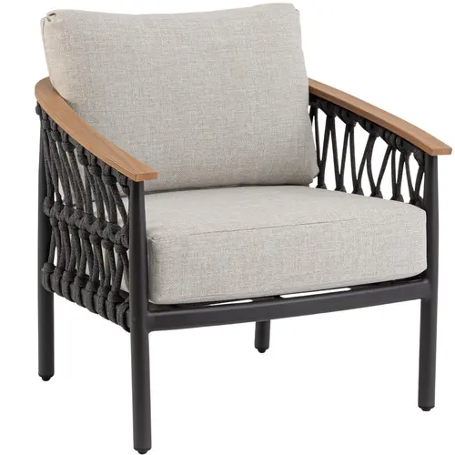 Fauteuil anthracite en aluminium et corde Bizzotto Fenix - 75 x 75 x 85 cm
