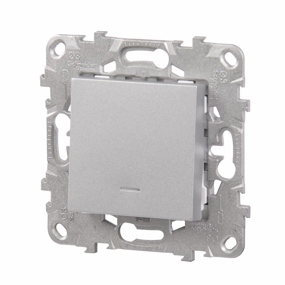 Interrupteur encastrable – Interrupteur poussoir lumineux connexion rapide 10A Schneider Electric Unica Déco aluminium