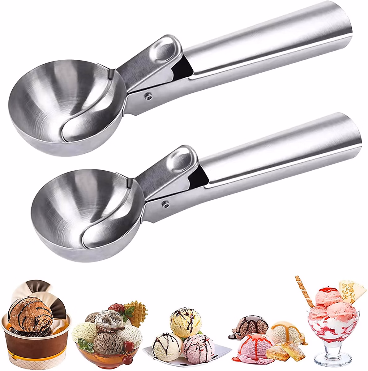 Cuillère à glace ergonomique en acier inoxydable – Réf. GPHVKQOKL2273223087