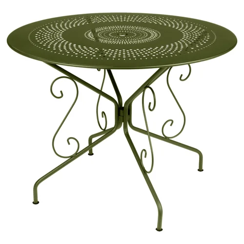 Table Montmartre coloris vert en acier Fermob - Ø 96 x 74 cm
