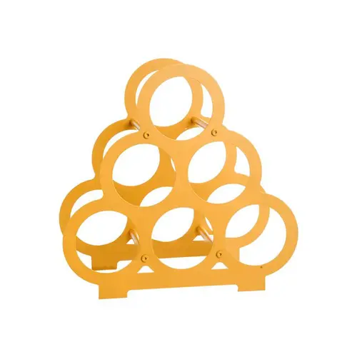 Porte-6 bouteilles forme pyramide en métal jaune - 38 x 18 x 37 cm
