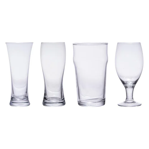 Chopes à bière en verre transparent - Coffret de 4 verres différents