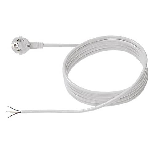 Câble d'alimentation Bachmann 305.284 blanc 2.00 m – H05VV-F 3G 1,5 mm², fiche mâle coudée 2P+T