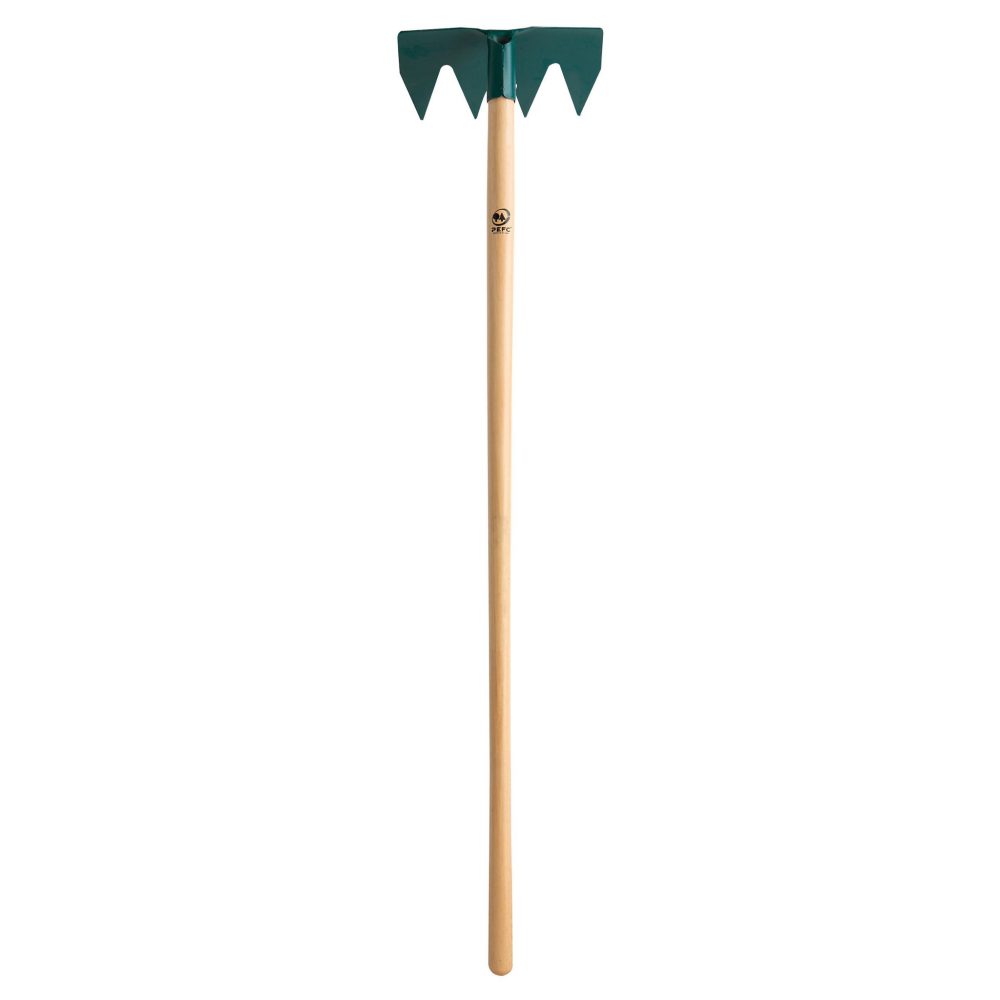 Leborgne Ratissoire 4 dents + réglette Duopro - manche bois 130 cm certifié PEFC 100%