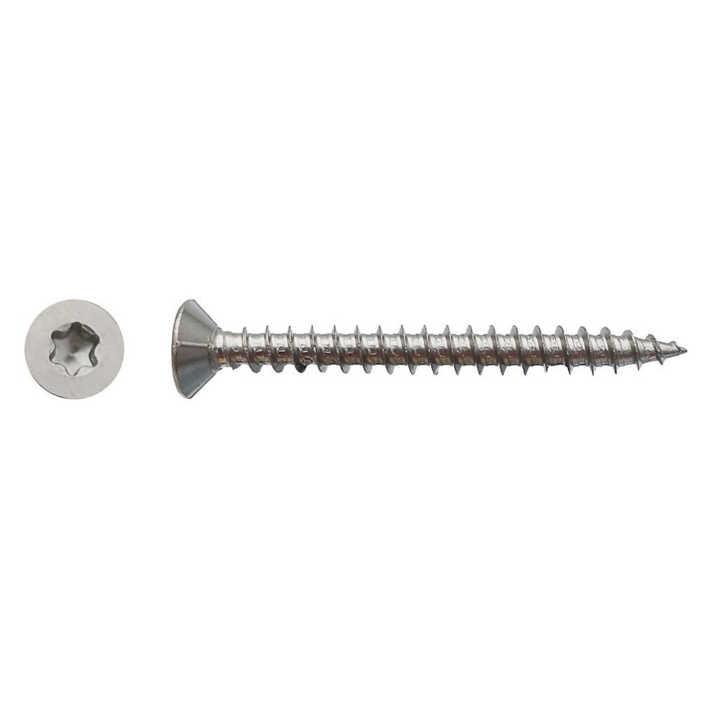 100 Vis Bois Tête Fraisée Torx T30 6 × 40 mm – Inox A2, D-Work