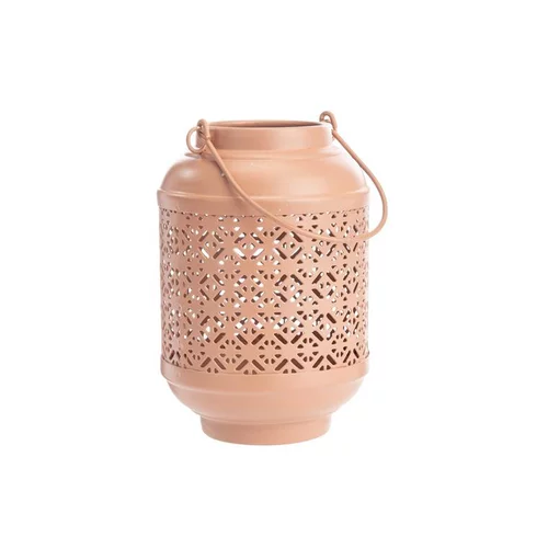 Lanterne en métal émaillé beige décor frises - Ø 10 x H 14 cm