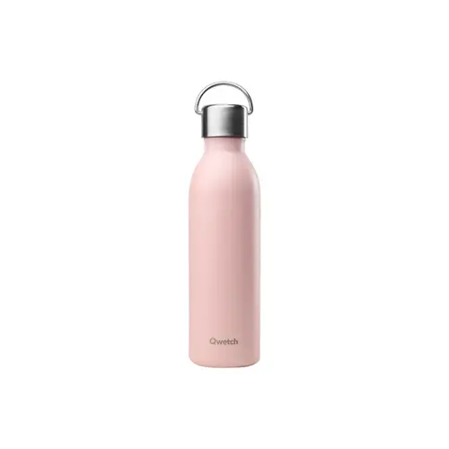 Bouteille isotherme en inox recyclé Qwetch Active Matt rose pastel - 600 ml