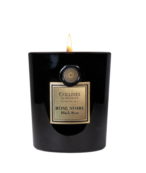 Bougie parfumée en pot noire Collines de Provence Fleurs & Écorces rose noire - 360 g