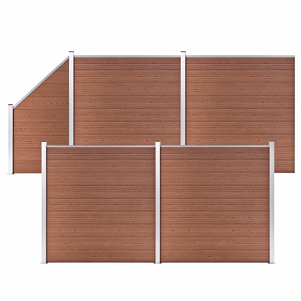 Ensemble de clôture WPC 4 Carré + 1 Incliné 792 × 186 cm Marron vidaXL