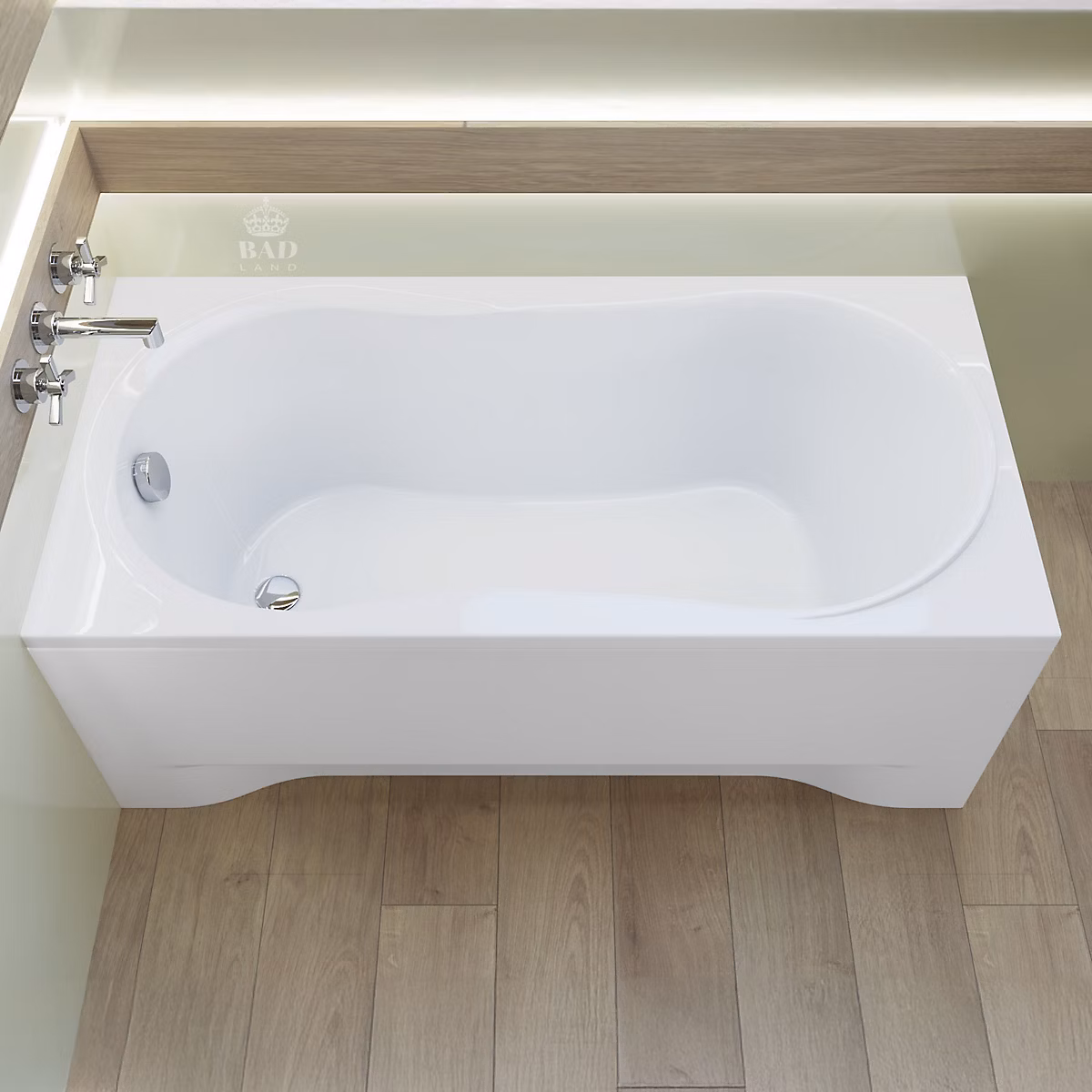 Baignoire rectangulaire 120 x 75 GRACJA acrylique blanc + avec Tablier + Pieds + Vidage à chromé | Baignoire