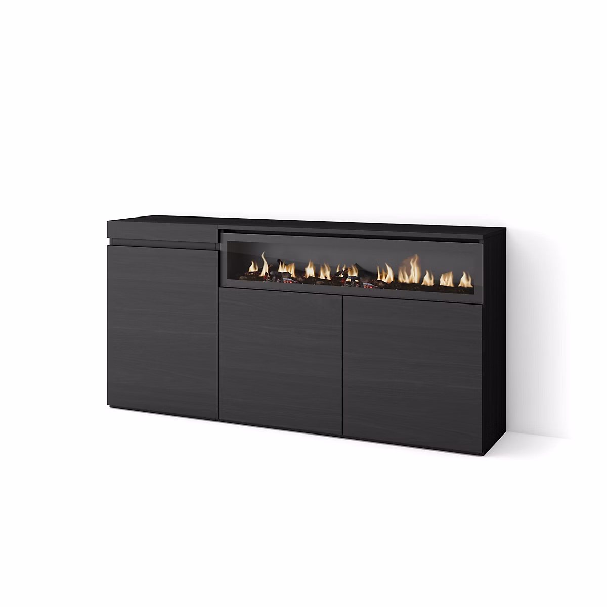 Buffet 150 × 35 × 75cm feu led sans chaleur couleur noir