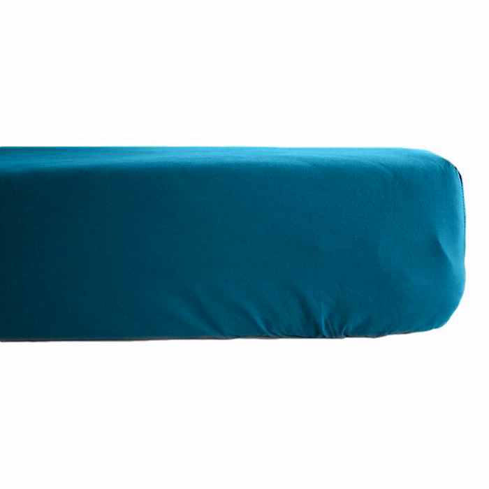Drap housse percale pur coton peigné longues fibres 80 fils/cm² avec bonnet de 35 cm Vent du sud – Paon, 90 × 190 cm bonnet de 35