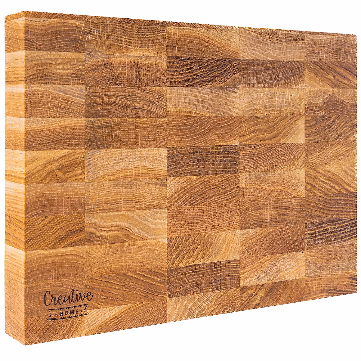 Creative Home Grande Planche a Decouper Bois 32 × 24 × 4 cm – Grand Bloc de Bouchers Professionnels | Chêne Naturel | Double Face