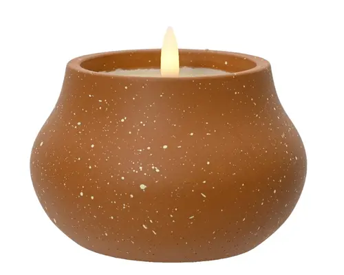 Bougie à LED dans pot rond coloris terra Kaemingk - Ø 12 x H 8 cm