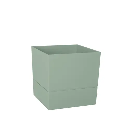 Pot carré en plastique à réserve d'eau coloris vert amande Poetic Aquaduo - 24,3 cm