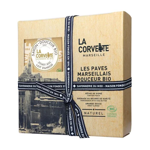 Coffret de savons La Corvette “Les pavés marseillais douceur bio” - 4 x 100 g