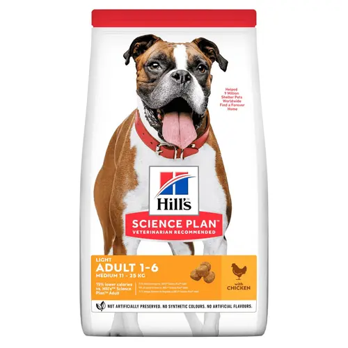 Croquette pour chien adulte light au poulet Hill's - 12 kg