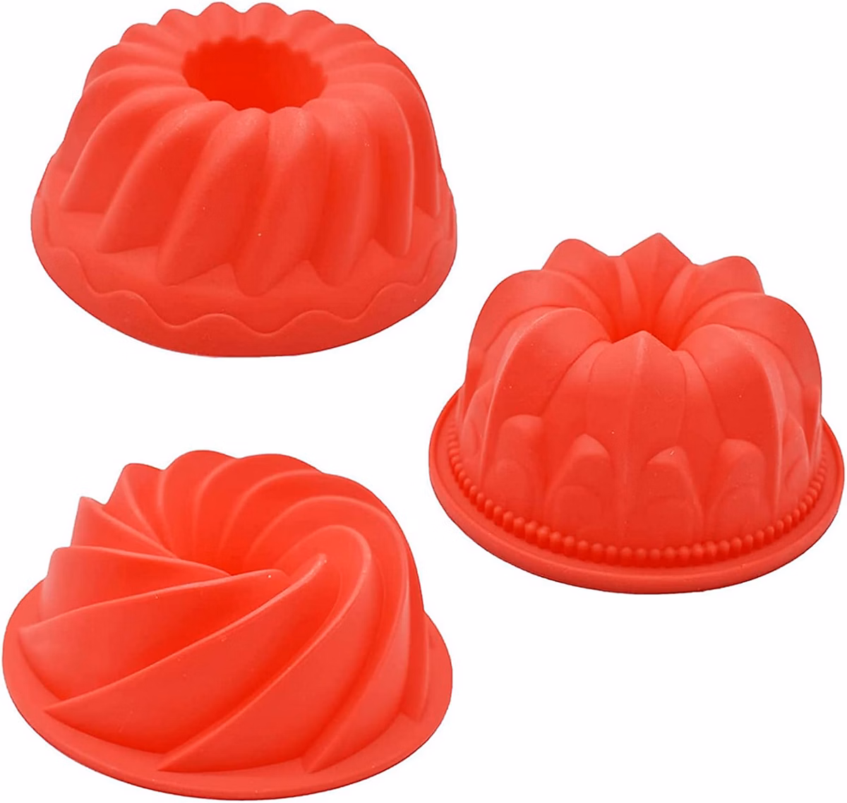 Pâtisserie – 3 Moule à Brioche en Silicone rouge