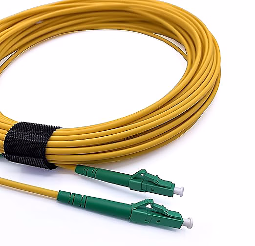 Elfcam – Câble Fibre Optique LC/APC à LC/APC, 25m (Jaune), Jarretière Optique Simplex Monomode 9/125um LSZH