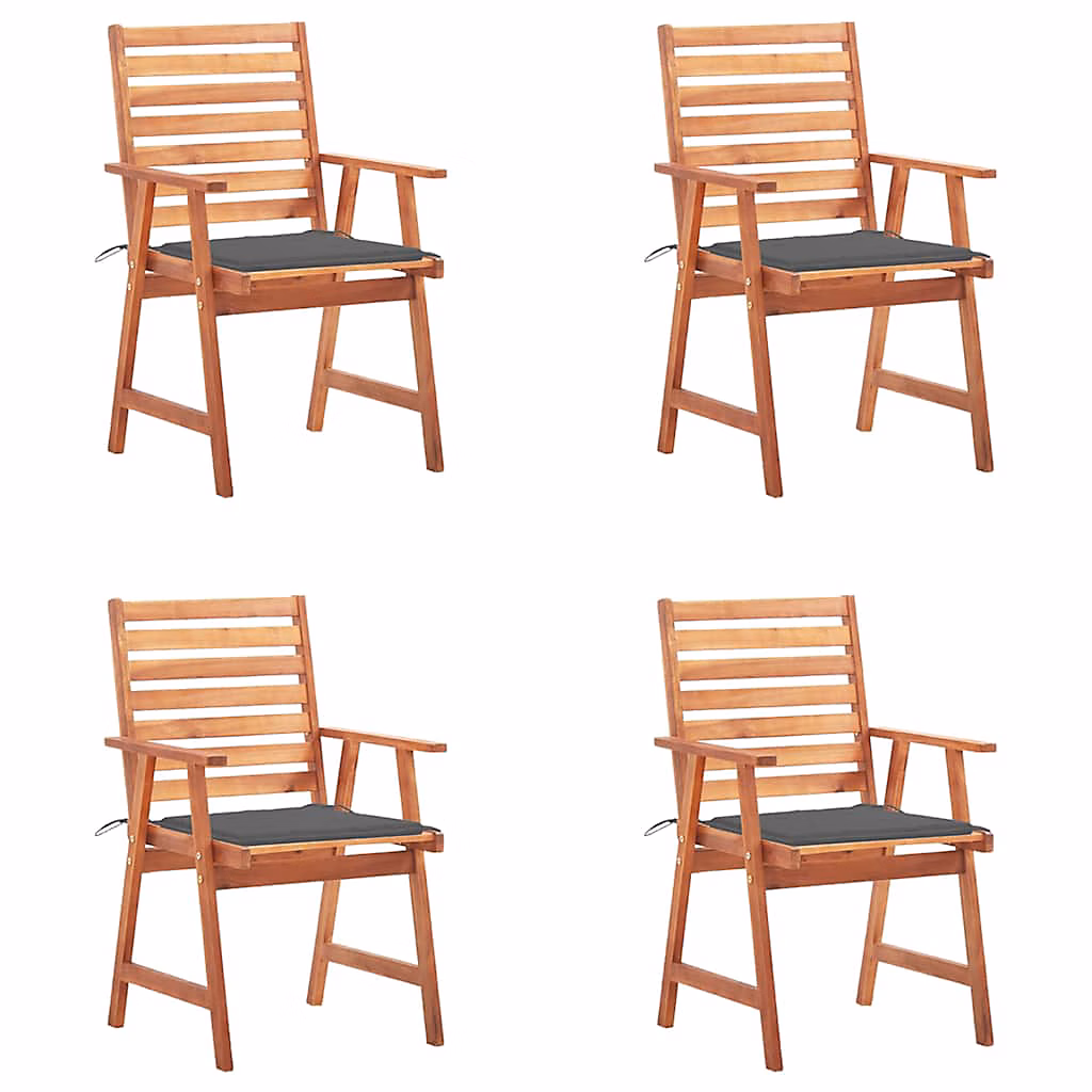 Chaises à manger d'extérieur et coussins Acacia massif vidaXL – lot de 4