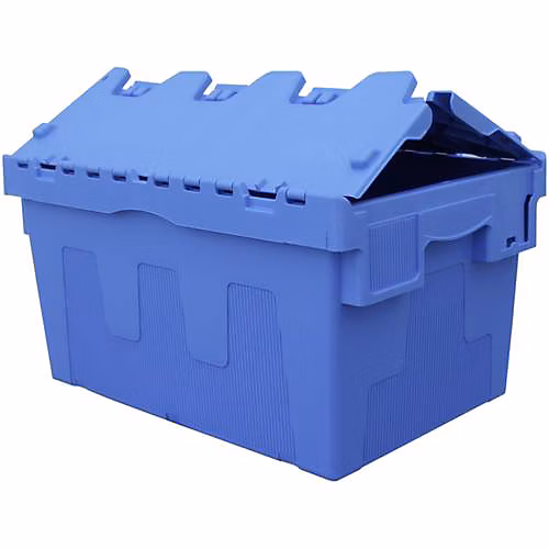 Bac navette emboîtable palettisable 54 L avec couvercle | 600 × 400 × 320 mm – bleu