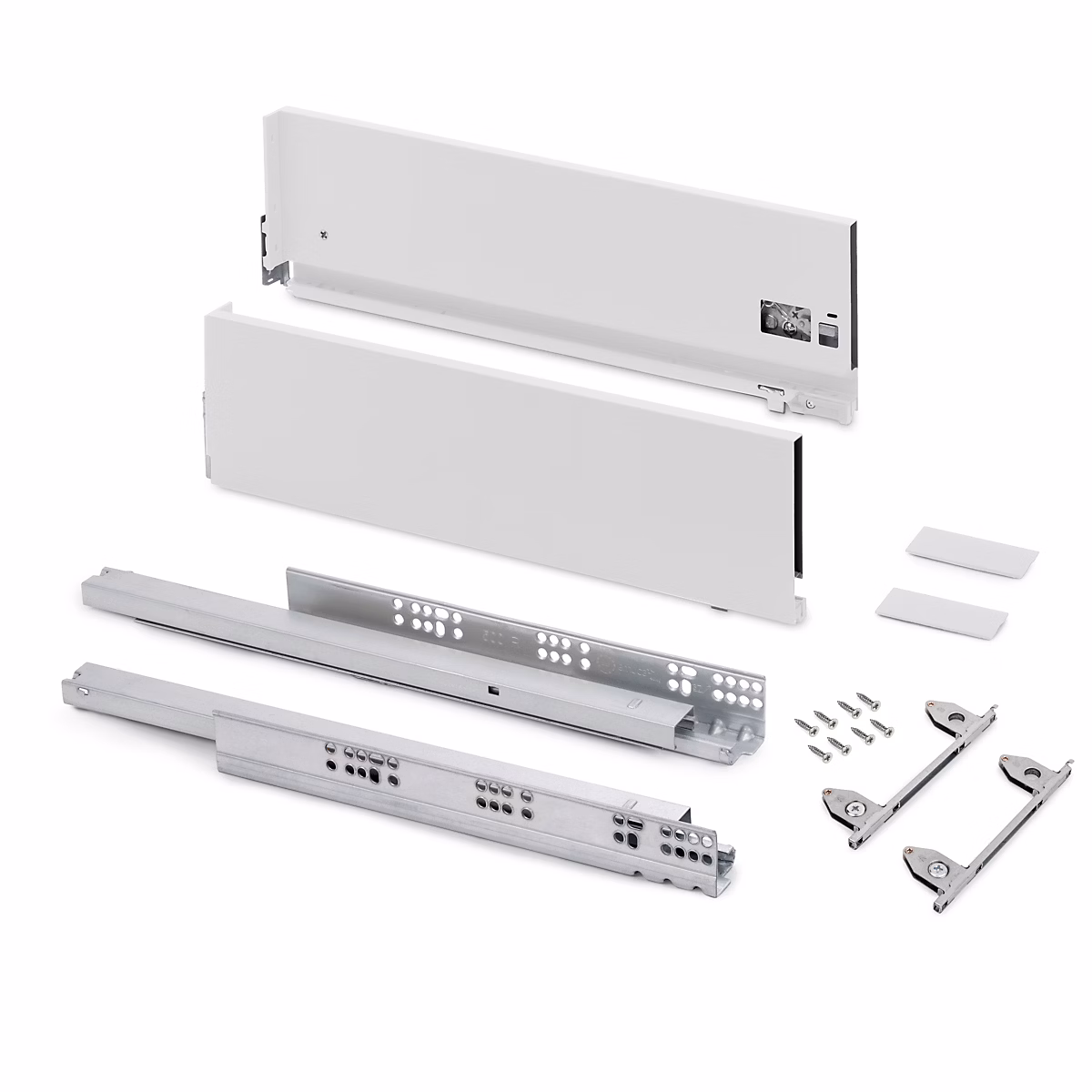 Emuca Tiroir extérieur Vertex avec réglages 3D hauteur 178mm | 40kg – profondeur 400mm – Acier – Peint en blanc
