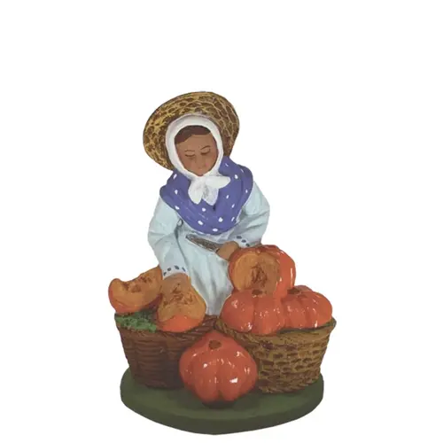 Personnage de crèche de Noël marchande de potirons Santons Escoffier - 7 cm