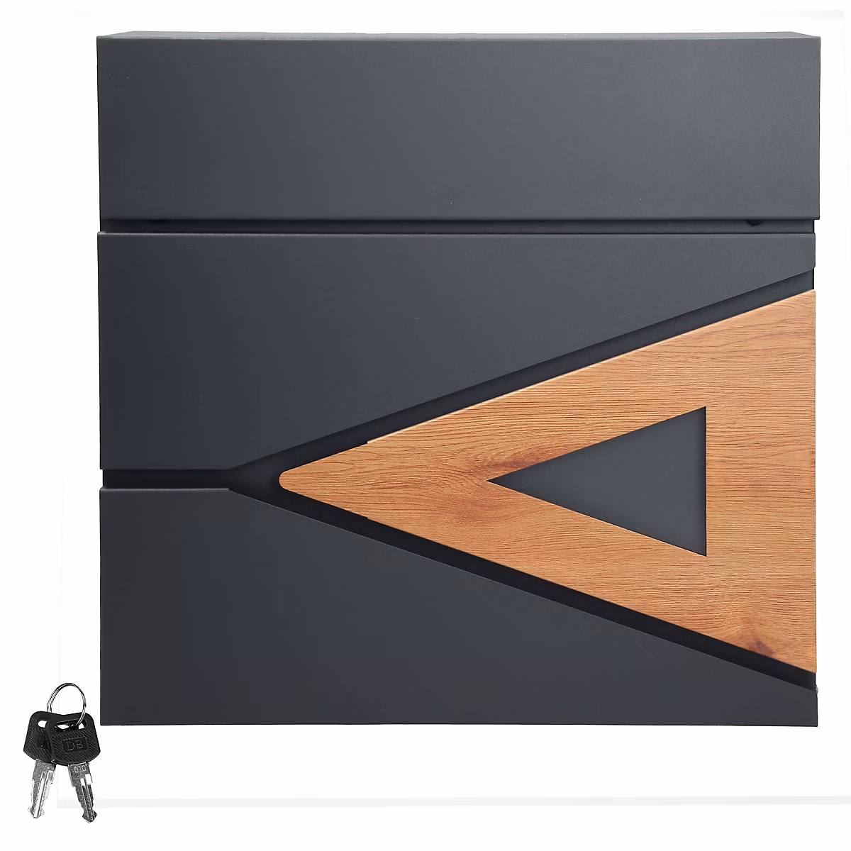 Boîte aux lettres en acier anthracite optique chêne murale moderne 2 clés inclus – Réf. BLTOCBMYM4820925822
