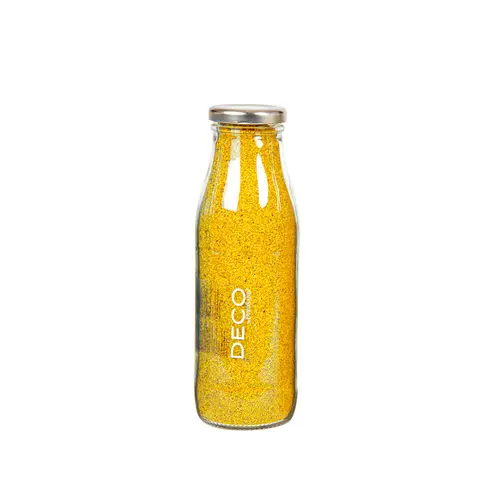 Sable décoratif jaune Ø 0,5 mm en bouteille de verre - 500 ml