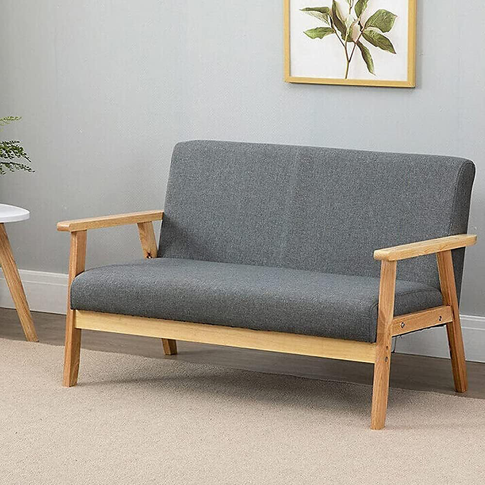 Canape en bois et Lin Gris Foncé Design Moderne Scandinave Meuble pour salon Chambre Bureau – Réf. AHUWZIJSH8407080497