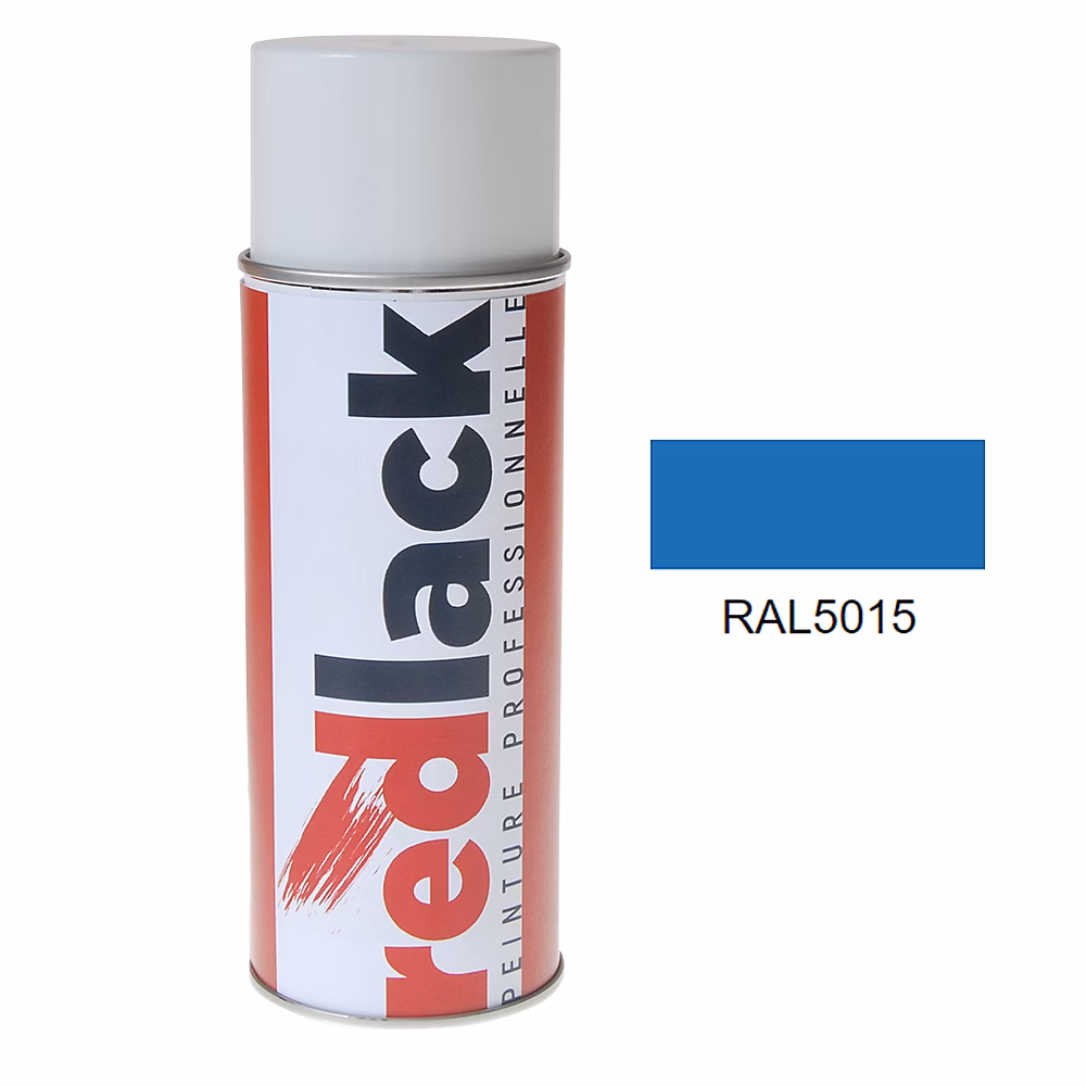 Bombe de peinture Aérosol – spray, 400ml, RAL 5015 Bleu ciel, Brillant, multisupport, Redlack, RAL5015