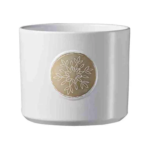 Cache-pot en céramique blanc à motif or Winter Friends - Ø 13 x H 11 cm