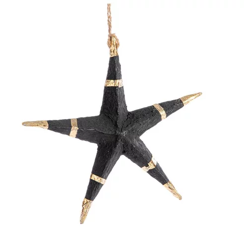 Suspension étoile 5 branches coloris noir en papier mâché - 13 x 13 cm