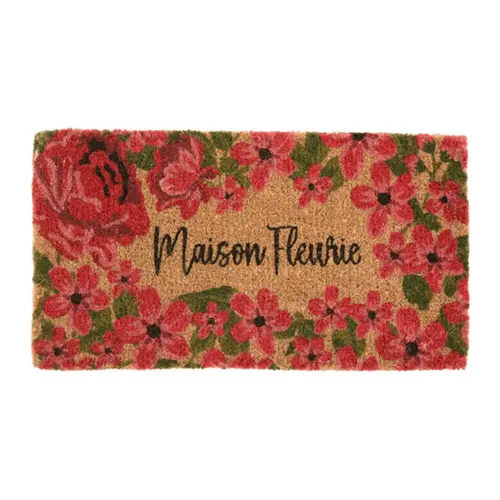 Paillasson en fibre de coco Maison fleurie rouge - 72 x 40 cm