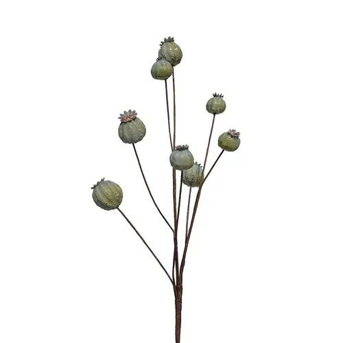Tige de pavots verte en silicone Naturalys - 66 cm