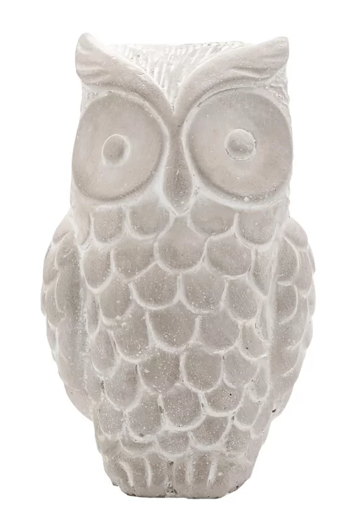 Figurine hibou coloris gris en ciment - 11 x 9 x 18 cm