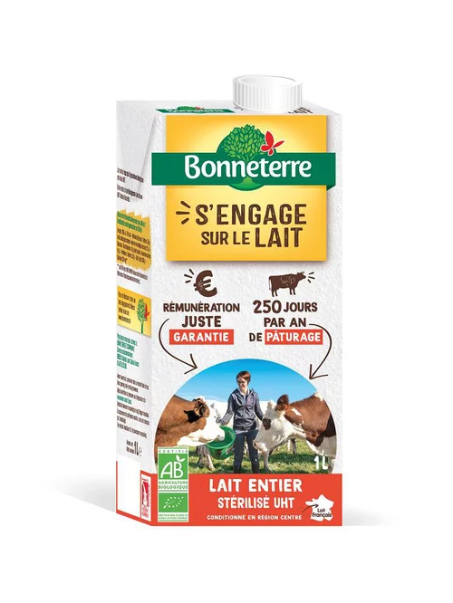 Lait stérilisé entier en brique de 1 L