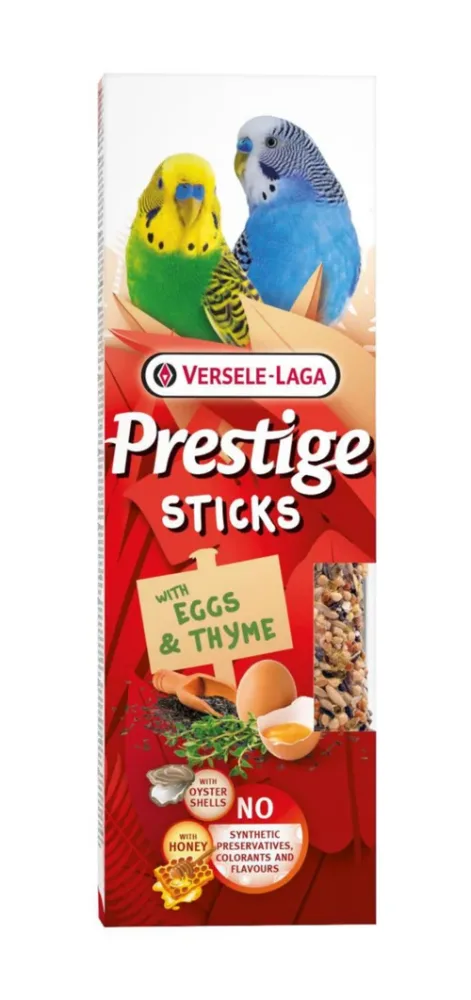 Friandises pour petites perruches Versele Laga Prestige Sticks Œufs & Thym - 2 x 30 g