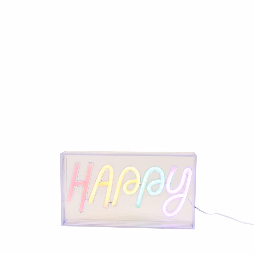 Cadre néon Happy multicolore 23 × 13cm