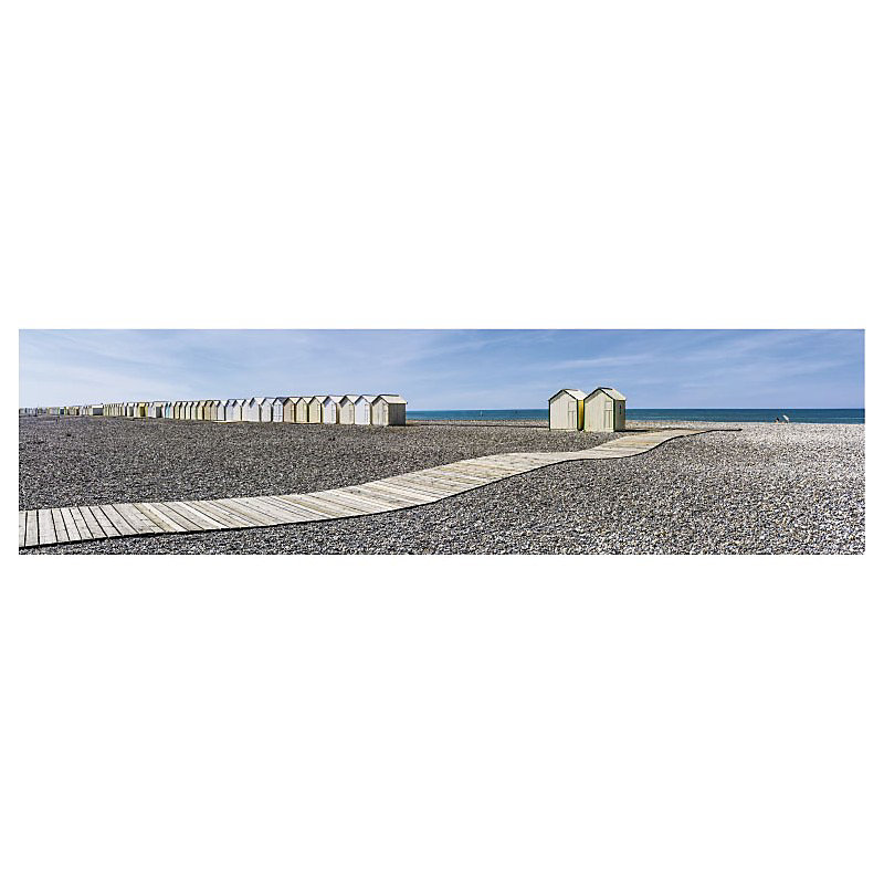 Brise vue imprimé CAYEUX PLAGE paysage – H.0.8 x L.3 m | 100% occultant | Made in France par Scenolia + kit de fixation offert