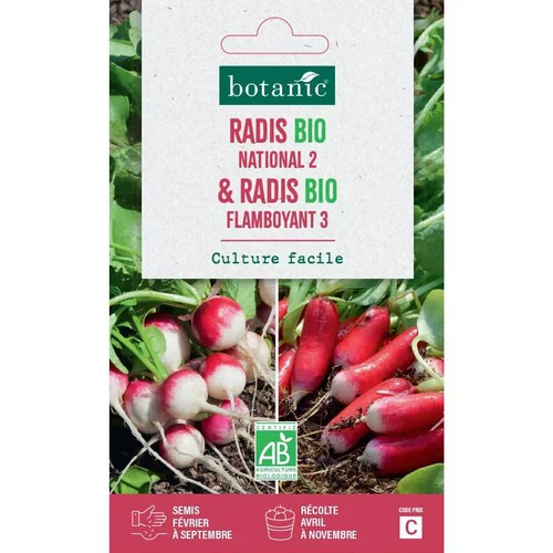 Mélange de graines radis national bio et de radis flamboyant bio botanic® - graines à semer