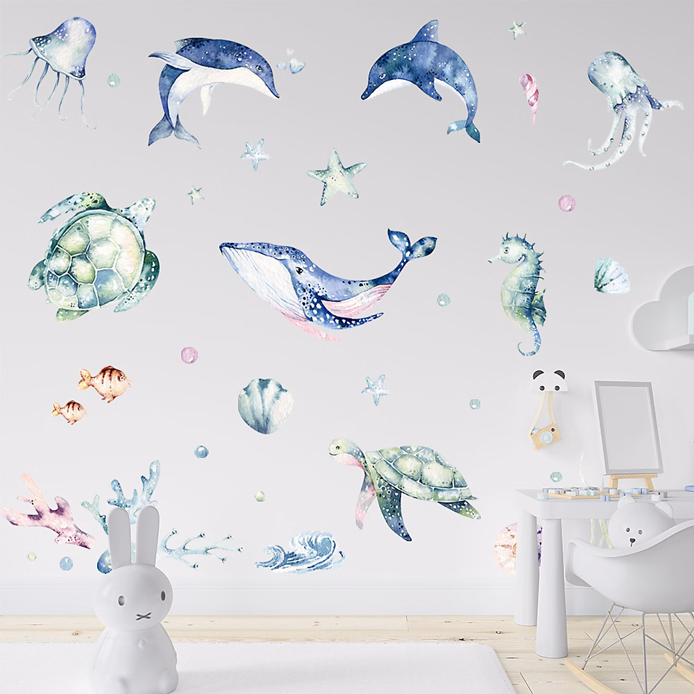 Autocollants muraux océan pour enfants – autocollants muraux de salle de bain, autocollants muraux décoratifs