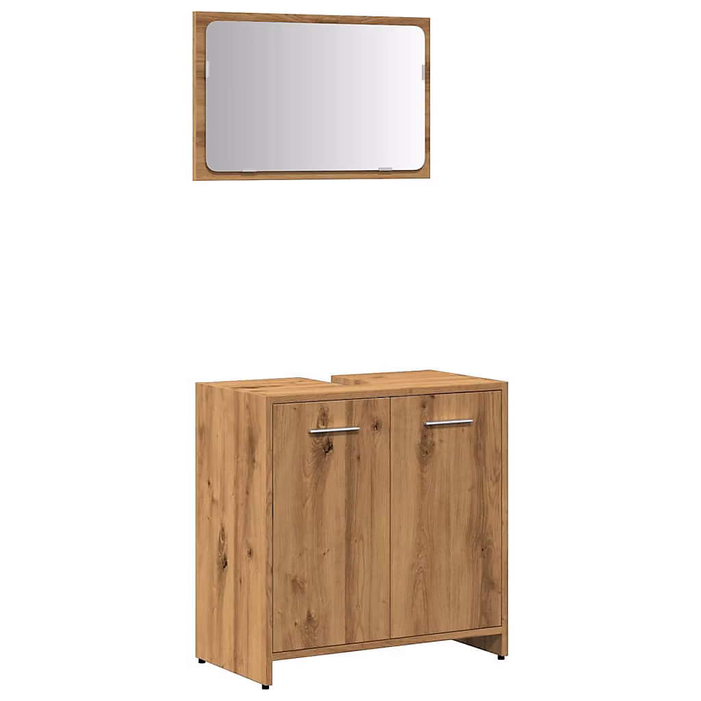 WC – Armoire de salle de bain avec miroir chêne artisanal vidaXL