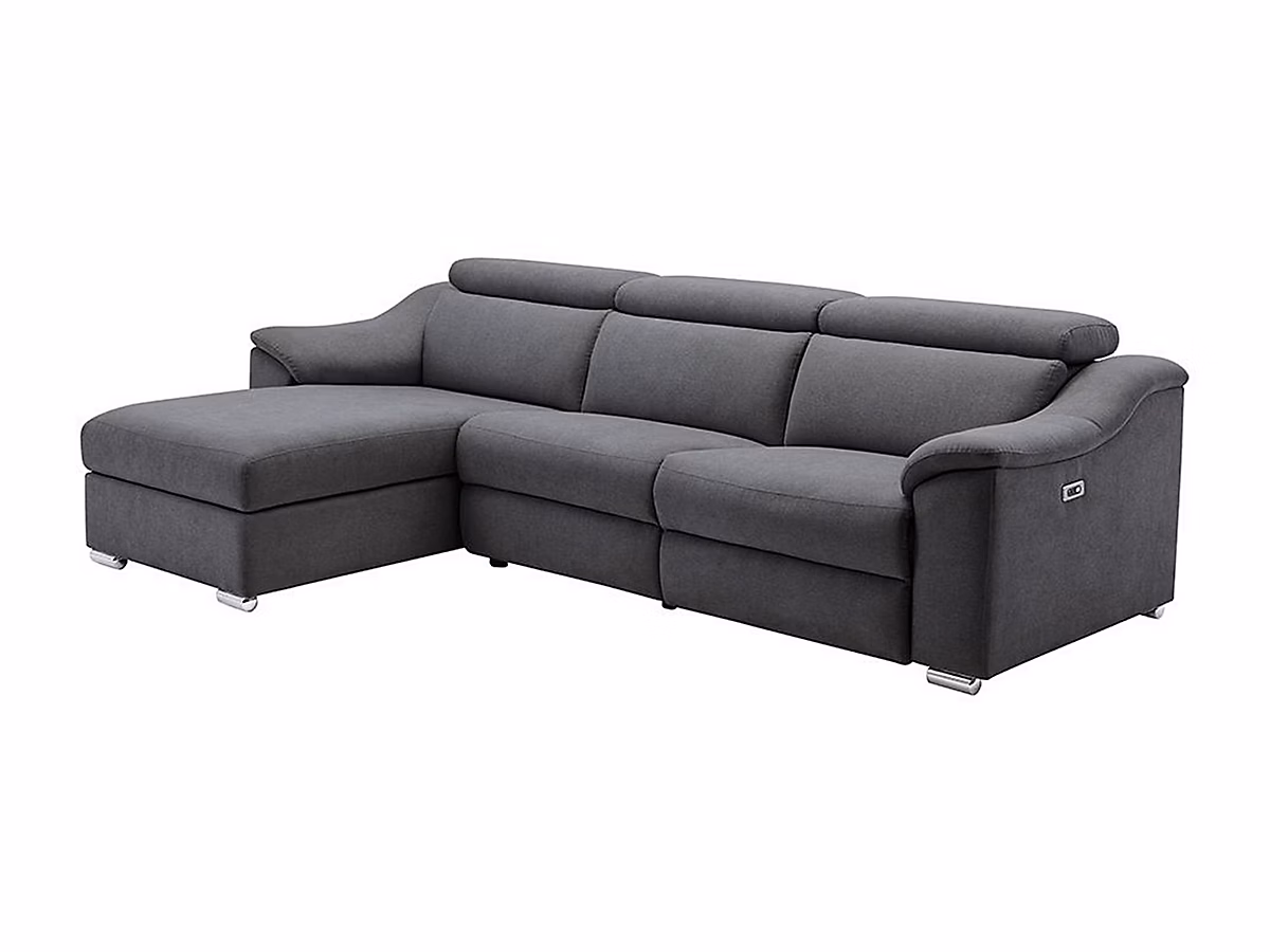 Canapé d'angle relax électrique en tissu anthracite PEDRERA – Angle gauche