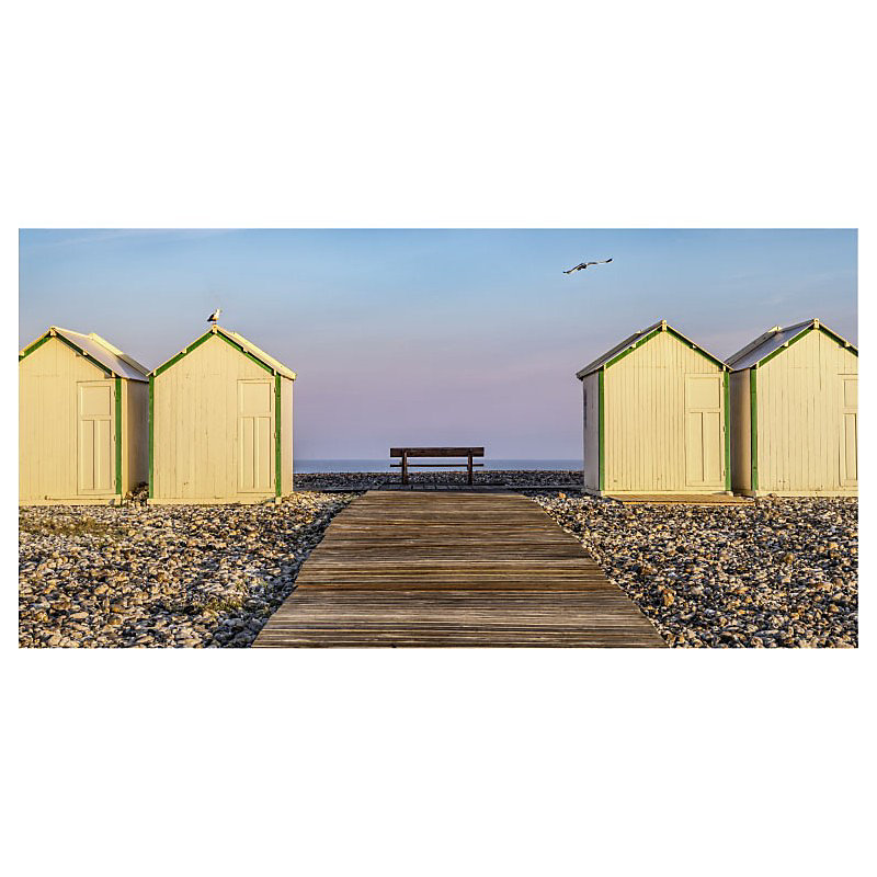 Brise vue imprimé plage CAYEUX – H.1.5 x L.3 m, 100% occultant, Made in France par Scenolia + kit de fixation offert