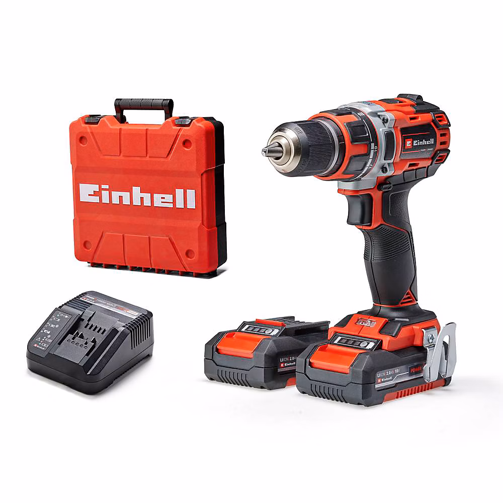 Einhell Perceuse Visseuse sans fil TE – CD 18/50 Li BL, 2 vitesses, 20 positions, 2 batteries Power X, Change 2, 0Ah