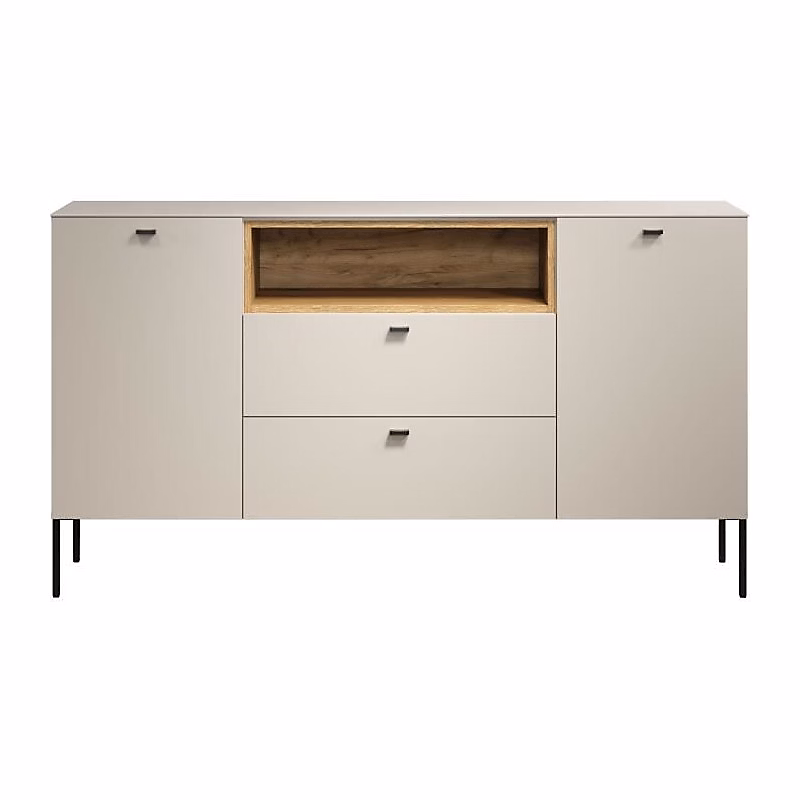 Buffet – SAO PAULO, Cachemire / Chene blond, 2 portes, 1 niche, 2 tiroirs, 154 × 42 × 85 cm, TRENDTEAM