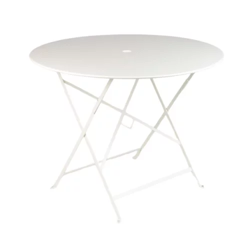 Table ronde pliante Bistro Fermob en acier coloris blanc coton Ø 96 cm